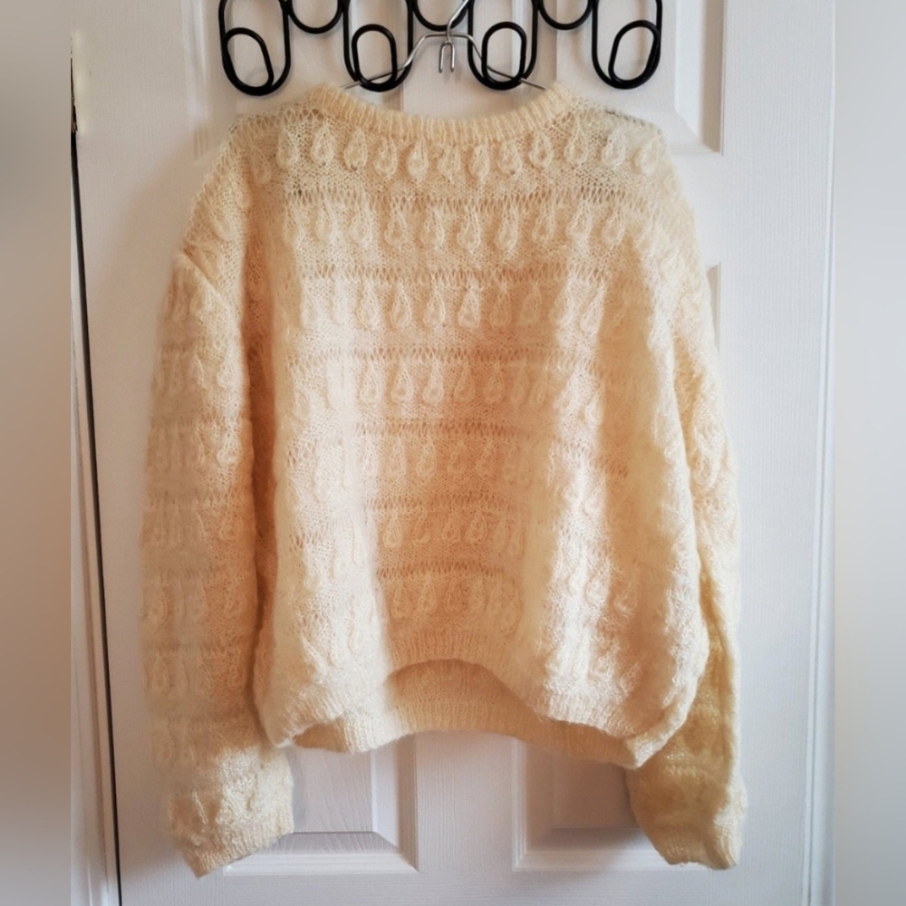 Mohair Hand Knit Crew Sweater.